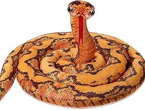Giant Snake Stuffed Animal 78.7 Inch Large Snake Plush Realistic Animal Python Stuff Plush Boa Toy for Kids Birthday Gift Party Prank Prop(Groovy)