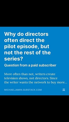 5.8K views · 7 comments | Why do directors often direct the pilot but no other episodes? | Michael Jamin | Facebook