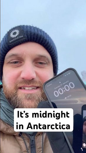24 hour sun in Antarctica at midnight