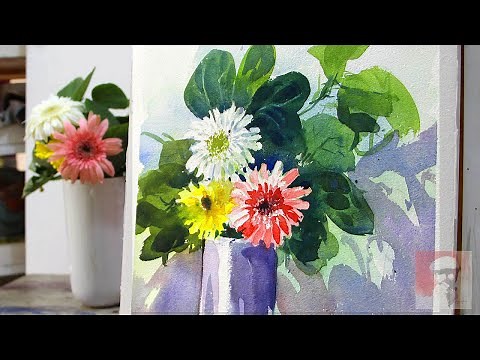 How to paint a Flower Vase with Watercolor | Watercolour Painting Tutorial | Shahanoor Mamun
