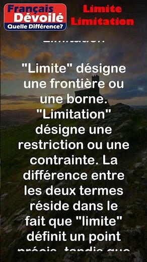 Limite et Limitation (Quelle Diff.) #shorts