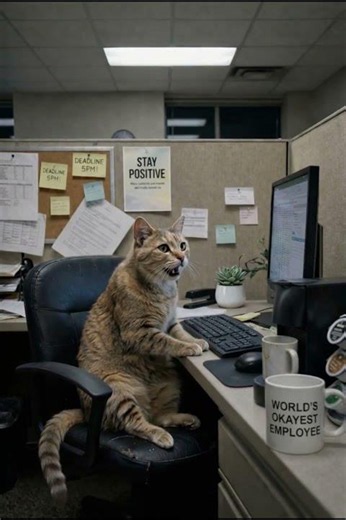 It's Monday and You're Already Done 😂 | Funny Office Cat Meme