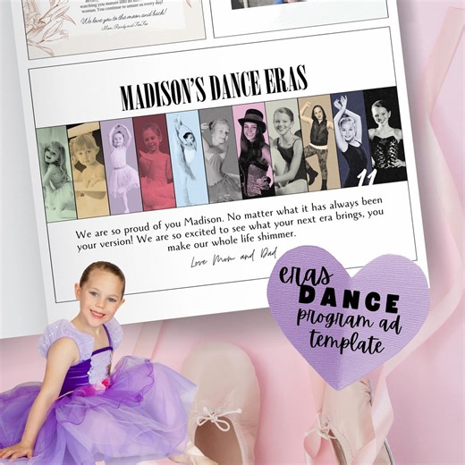 Kids Dance Recital Program Parent Ad Template: DIY Editable Dancer Tribute Half Page | 1/2 Page Musical Theatre Student Dancer Spotlight - Etsy