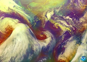 A powerful storm is bringing dangerous seas, blizzard conditions, strong winds and bitterly cold temperatures to Alaska this week. NOAA's GOES West (GOES-18) satellite is closely tracking this storm as it spins in the Bering Sea today. Latest: https://www.weather.gov/afc?story=2 | NOAA Satellite and Information Service