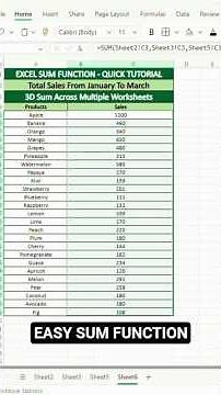 How To Use Sum Formula in Excel #excel #shorts