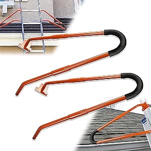 1 Pair Ladder Stabilizer Standoff Brackets with Foam Elbows and Anti Shedding Device, Ladder Arm, Ladder Stabilizer for Gutters, Extension Ladder Roof Standoff, Gutter Ladder Protector, Orange