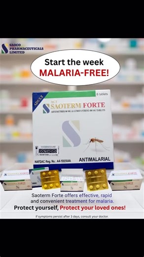 Saoco Pharmaceuticals Limited on Instagram: "Saoterm forte combines Artemether 80mg and Lumefantrine 480mg for a very effective,fast and easy treatment of malaria in adults. #saotermforte #malariatreatment #antimalaria #saocopharma"