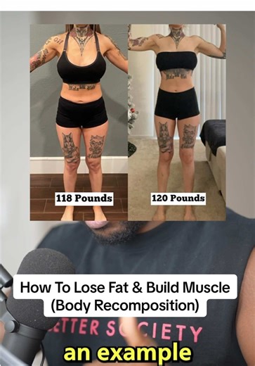 How To Lose Fat & Build Muscle (Body Recomposition) Comment the word COACH for one-on-one fitness coaching to lose body fat and build muscle (body recomp). A lot of people don’t understand this… You can weigh more and still look leaner. That’s body recomposition: Lose fat Build muscle Look tighter and more defined Here’s the simple plan: ✅ Phase 1: Calorie deficit (fat loss) Meals = protein veggies Cardio = 30–60 min daily Lift weights = 3–4x/week ✅ Phase 2: Maintenance (muscle building without 