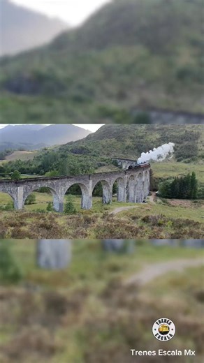 "The Jacobite" atravesando el Viaducto de Glenfinnan utilizado para las películas de Harry Potter con el Hogwarts Express. Este tren turístico realiza recorridos entre Fort William y Mallaig, Escocia en ciertas temporadas del año. El Lago Shiel, que aparece al final del video, también fue utilizado en las películas. #glenfinnanviaduct #harrypotter #thejacobite #hogwartsexpress | Trenes Escala MX