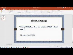 SAP Error Entry XXXX XX does not exist in T007A check entry Message No 00058