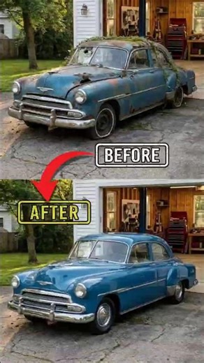 ASMR Car Restoration | 1952 Chevy Deluxe Full Rebuild from Abandoned Condition #shorts