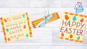 This folding pop stick card is the perfect way to wish your loved ones a Happy Easter - Psst... It's super simple to make too 🐰🥕 🗒️ Full instructions & supplies: http://bit.ly/Easter-Popstick-Card | Baker Ross