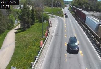 Train heading North detected on camera CN Bridge MP 2 (Levis Route 175 at pont de Québec) [3743] on 2025-05-27 at 13:28:02. | Automated Train Sightings