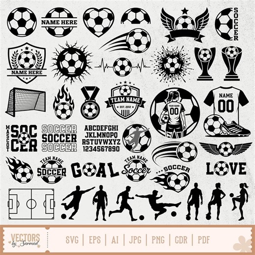 Soccer Svg Bundle, Soccer Ball Svg, Soccer Ball Monogram Svg, Soccer Team Svg, Soccer Player SVG, Custom Name Jersey, Soccer Ball Clip Art - Etsy