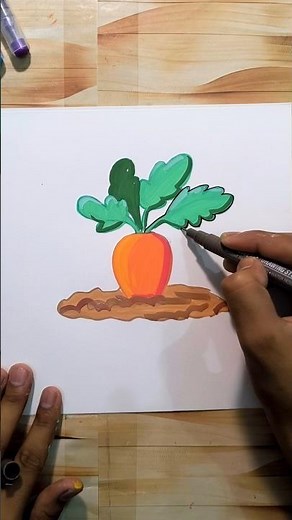 Easy carrot drawing tutorial! ✨#art #shorts #coloring