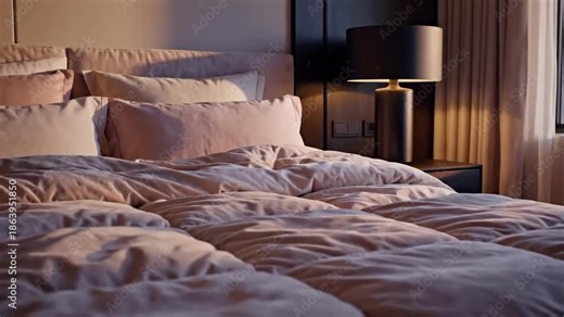 Luxury Hotel Room With Bed And Pillows In Minimalist Interior Design For Rest And Relaxation