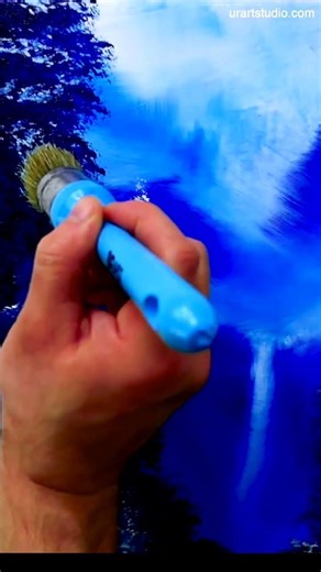 How to Paint Frozen Winter Lake Acrylic Landscape Painting | Oval Brush Art #art