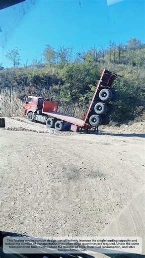 Semi trailer with foldable bed for larger load