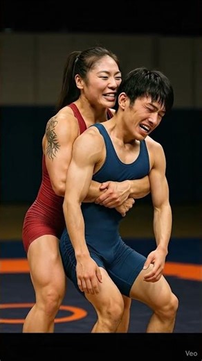 She can carry him in this reverse bearhug all day (patreon.com/FighterAI) #ai #wwe #mma #ufc #hug