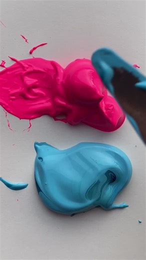 Translucent Pink and Saturated Blue Paint Mixing