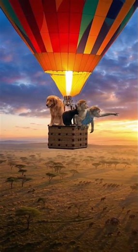 ANIMALS FLYING in a Hot Air Balloon! 🎈 #shorts
