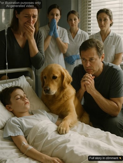 A Dog Sat by a Boy’s Bed for Months — And When His Hand Finally Moved, Everyone Broke Down in Tears “If he ever wakes up… the first thing he’ll see is his dog.” That’s what the nurses whispered every time they passed Room 214. Inside lay a small boy, motionless beneath white sheets, surrounded by the steady hum of machines. And beside him — always beside him — sat Max. A golden retriever with kind eyes, never leaving his boy’s side. Day after day. Night after night. Max waited. Silent. Loyal. Un