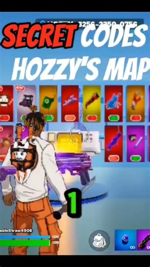 3 secret codes in HOZZY'S map #hozzy #crazy1v1ffa #creative #fortnite
