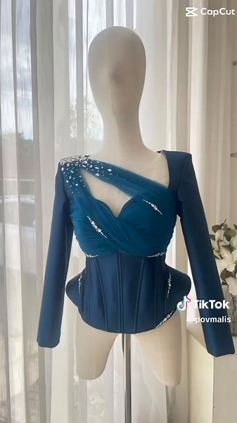 Elegant Blue Halter Neck Dress Showcase