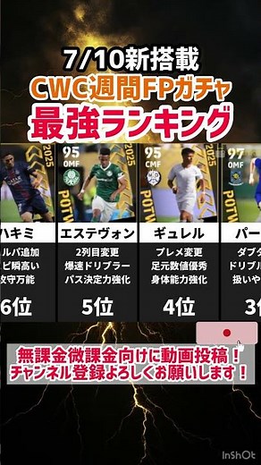 [Free] 7/10 New CWC Weekly FP Gacha Ranking!! efootball2025 #efootball