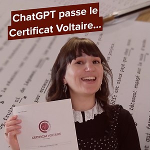 5.4K views · 109 reactions | 烙 Quel niveau a ChatGPT en orthographe et en expression ? 樂 Nous l'avons vérifié en lui faisant passer le Certificat Voltaire !  Quel score a-t-il obtenu ? La réponse en vidéo !  | Projet Voltaire | Facebook