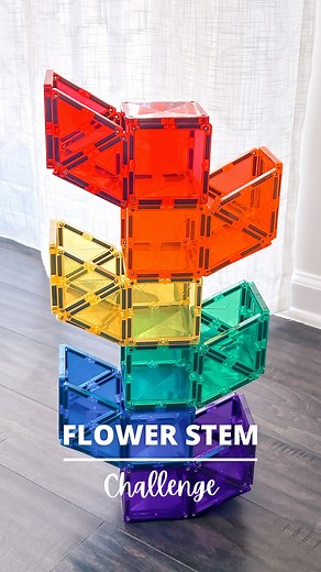 79K views · 707 reactions | Comment “FLOWER” for the build info. Ever wondered how strong your magnetic tiles are? Test them out with this fun flower stem ball run! Build the stem, add petals on both sides, and see how high you can go. It’s a balancing challenge! Let us know how high you get. #MagneticTiles #STEMToys #OpenEndedPlay #BuildingToys #STEAMLearning | Pandamommyteacher | Facebook