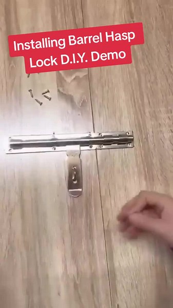 Barrel Hasp Lock installation D.I.Y. Demo 1. barrel bolt & hasp lock 2in1 double protection 2. can secure with padlock if desired 3. easy to install 4. high quality material anti-corrosion #safetylock #diy #tiktokdiy #hasplock #barrellock #hardwareph #karpintero #cabinet #door #lock #doublelock