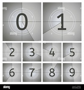 Movie count timer. Vintage cinema countdown frames, old movie timer frames from 0 to 9 numbers. Movie intro counting vector illustration set Stock Vector Image & Art - Alamy