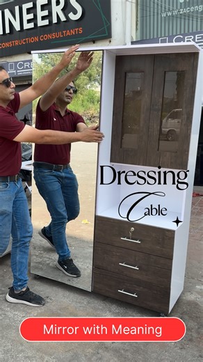 It's not just a regular dressing table, it's a complete storage and style solution. It has full size mirror and spacious drawers. Excellent modern finish ideal for modern bedroom interior and decor. It has both elegance and functionality #dressingtable #dressingtabledecor #mirror #homedecor #creativeinterfurniture #reel | CreativeInter by Amir Akbar