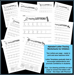 PRINTABLE Alphabet Letter Tracing Worksheets for School - Etsy Canada