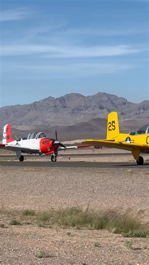 4 Beechcraft T-34 Mentors taxiing at KSAS During the 2025 Safford Airshow#beechcraftaircraft #t34