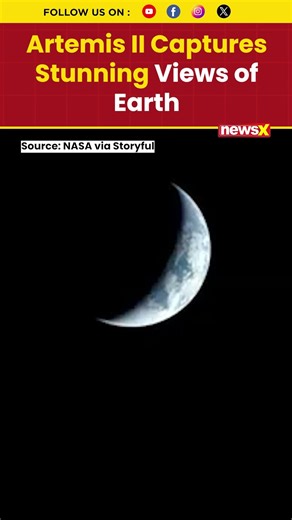 Artemis II astronauts capture stunning crescent Earth view hours after launch #moonmission