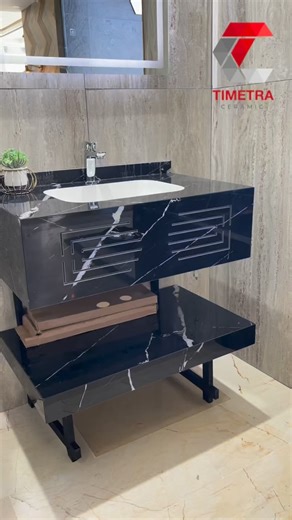 Timetra Ceramic | Nouveaux modèle de vasque en noir 80CM Avec miror LED 🪞 disponible au showroom en promotion Une pièce élégante prête à sublimer vos salles... | Instagram