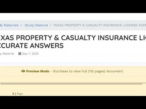 Texas Property & Casualty Insurance License Exam 2026 | Accurate Answers, Study Guide