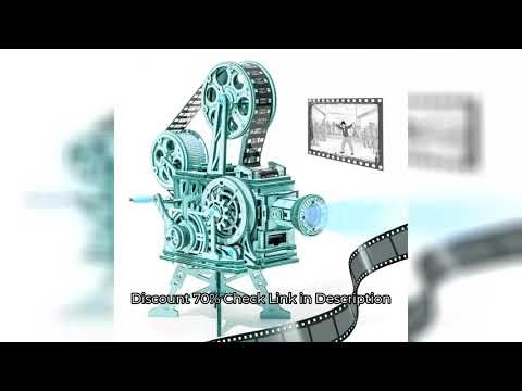 Robotime ROKR Hand Crank Projector Classic Film Vitascope 3D Wooden Puzzle Model Building Toys for C