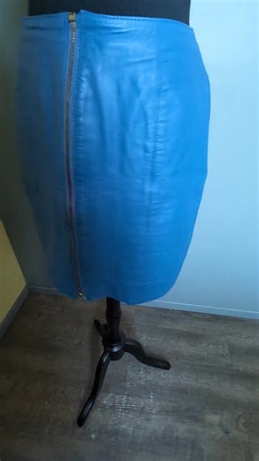 Vintage 80s Blue Leather Skirt, Retro Zipper Skirt - Etsy
