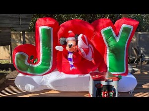 Gemmy 2010 8FT Long Animated Christmas Inflatable Mickey Mouse Joy Sign Disney