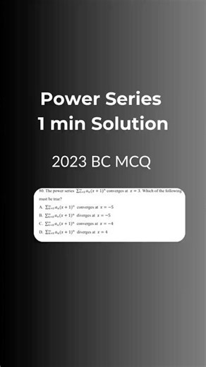 Solve power series convergence problem within ONE min #apcalculusbc