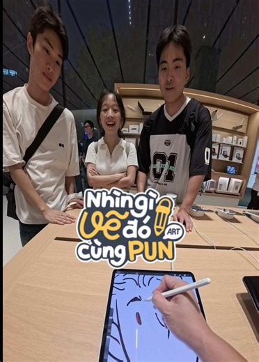 Vẽ người lạ bằng iPad ở Apple Store Hongdae, Hàn Quốc