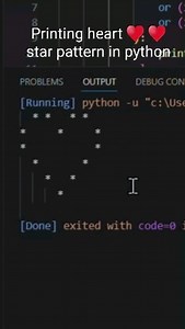 Nithin kumar on Instagram: "Printing heart ♥ ❤❤❤🧡💛 star pattern using python #python #pythonprogramming #python3 #programming #developer #heart #heartbroken #coder #love #loveislove #star"
