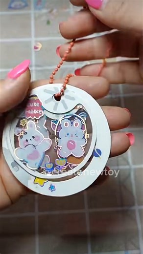 Make your own transparent keychain from chubby bunny stickers. #sticker #create #keychain