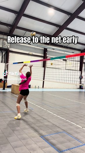 Training my setters to get to the net early and open up to their court & passers. They have their hands by hips read to get them up early - Hands up early, find the ball - Square up to our outside target - Quick release and finish where our hands started