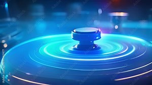 A closeup of a speaker emitting sound waves at a specific frequency, causing a small object to float above it due to the pressure differences.