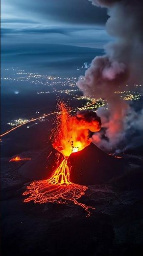 Kilauea Volcano Eruption Simulation – Massive Lava Flow and Ash l Over Hawaii | Realistic 8K