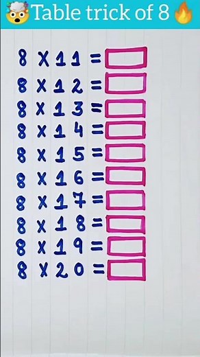 Table trick of 8🔥#maths #mathtricks #mathstricks #subscribe #mathpuzzle #tableof17 #education #viral